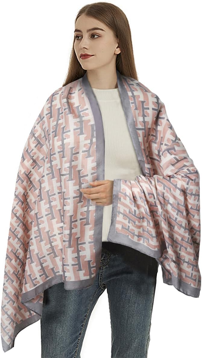 EXTREE Scarfs for Women Pashmina Silky Shawl Wrap for Evening Dressing Blanket Open Front Poncho Cape - Image 4